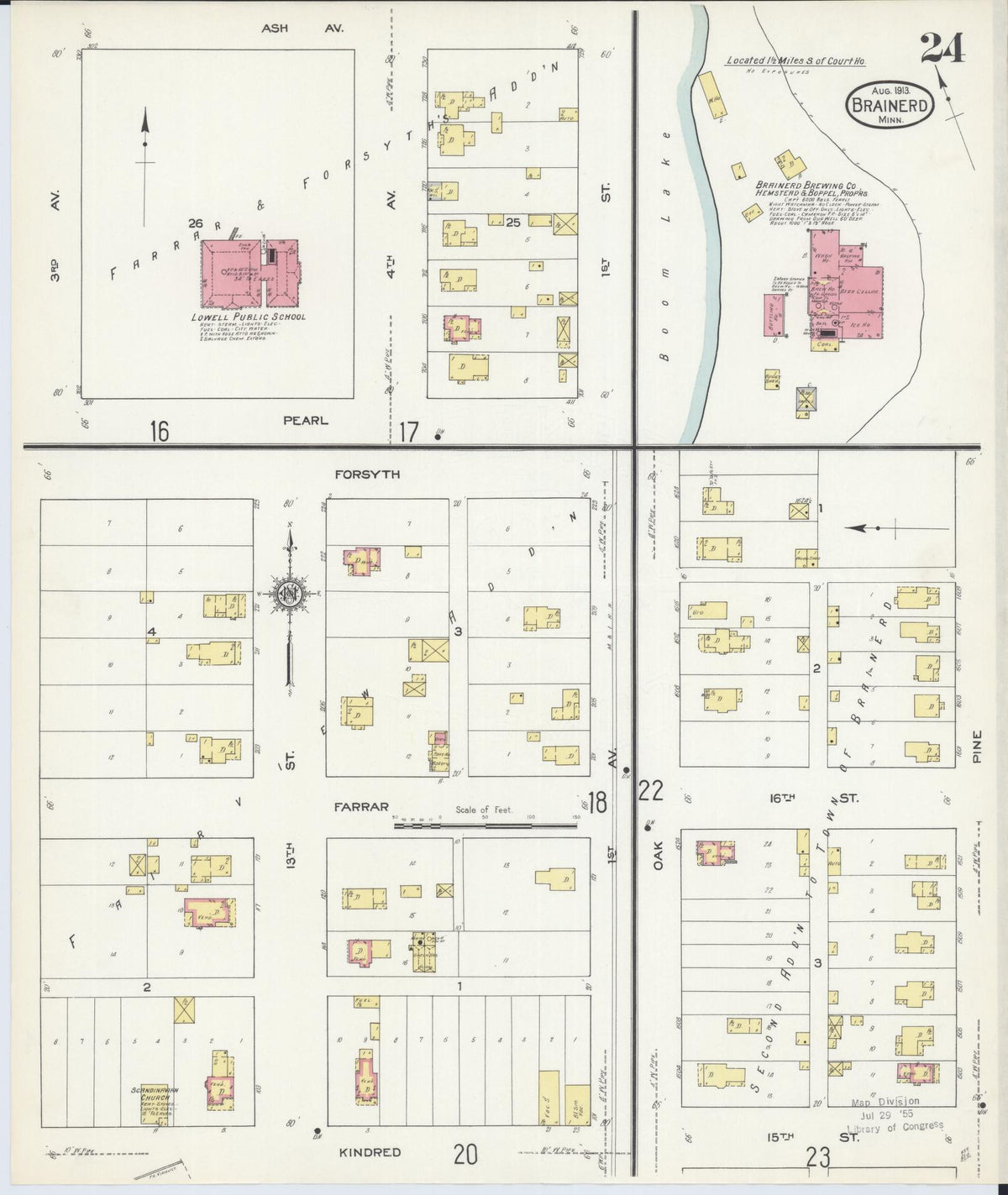 Sanborn Fire Insurance Map from Brainerd, Crow Wing County, Minnesota (1913), Sheet #0024 - Complete Map Set gallery image, historic Sanborn map, vintage wall art, Minnesota Minnesota