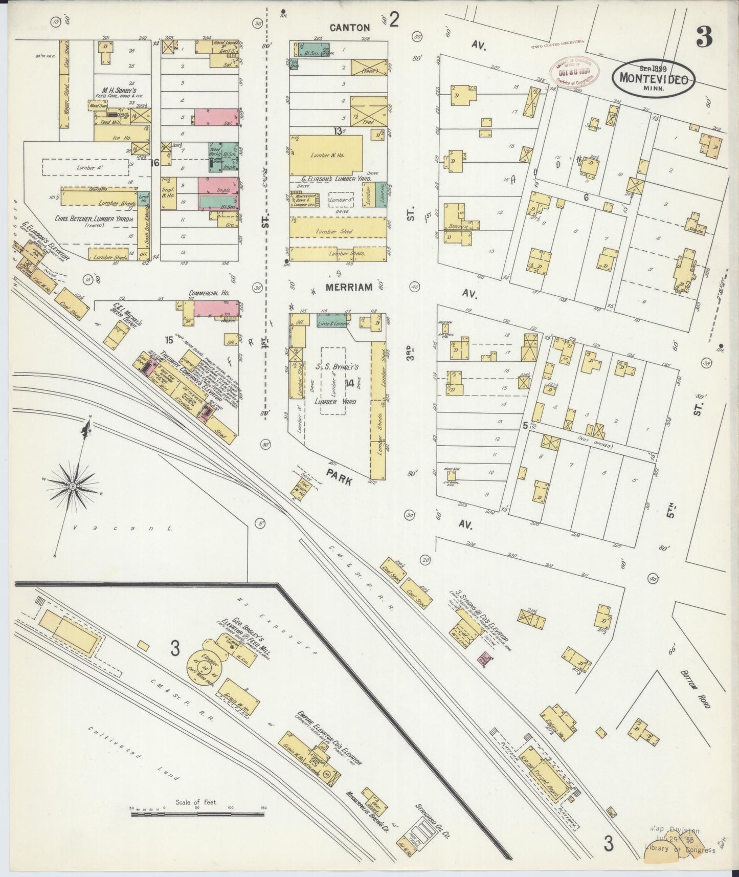Sanborn Fire Insurance Map from Montevideo, Chippewa County, Minnesota (1899), Sheet #0003 - Complete Map Set gallery image, historic Sanborn map, vintage wall art, Minnesota Minnesota