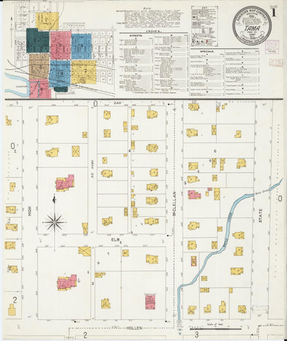 Sanborn Fire Insurance Map from Tama, Tama County, Iowa (1906), Sheet #0001 - Historic Sanborn Fire Insurance Map Print, vintage old map wall art