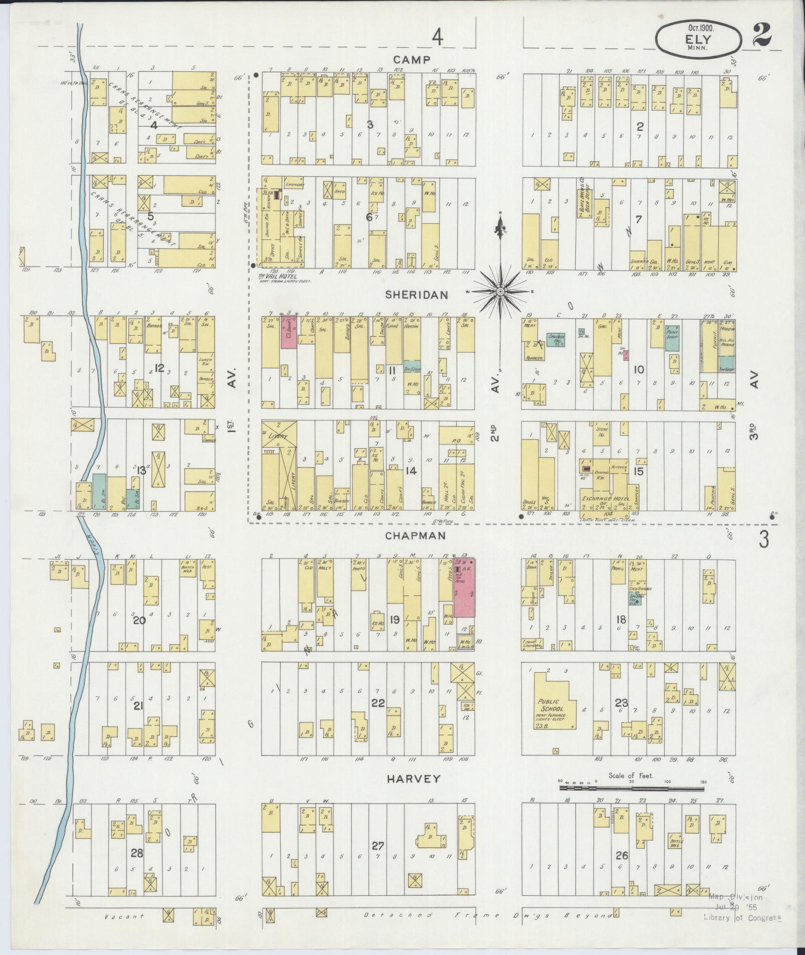Sanborn Fire Insurance Map from Ely, Saint Louis County, Minnesota (1900), Sheet #0002 - Complete Map Set gallery image, historic Sanborn map, vintage wall art, Minnesota Minnesota