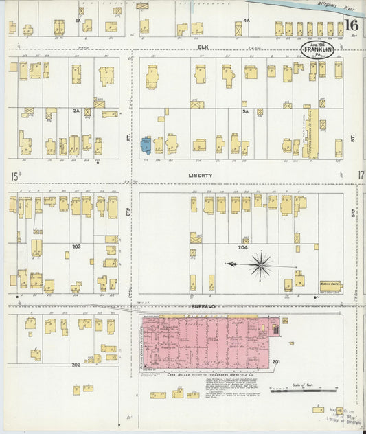 Sanborn Fire Insurance Map from Franklin, Venango County, Pennsylvania (1906), Sheet #0016 - Historic Sanborn Fire Insurance Map Print, vintage old map wall art, antique decor, genealogy gift, Pennsylvania Pennsylvania map