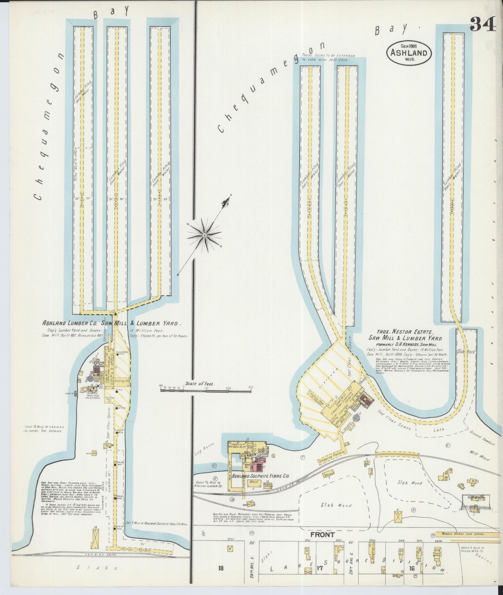 Sanborn Fire Insurance Map from Ashland, Ashland County, Wisconsin (1901), Sheet #0034 - Complete Map Set gallery image, historic Sanborn map, vintage wall art, Wisconsin Wisconsin