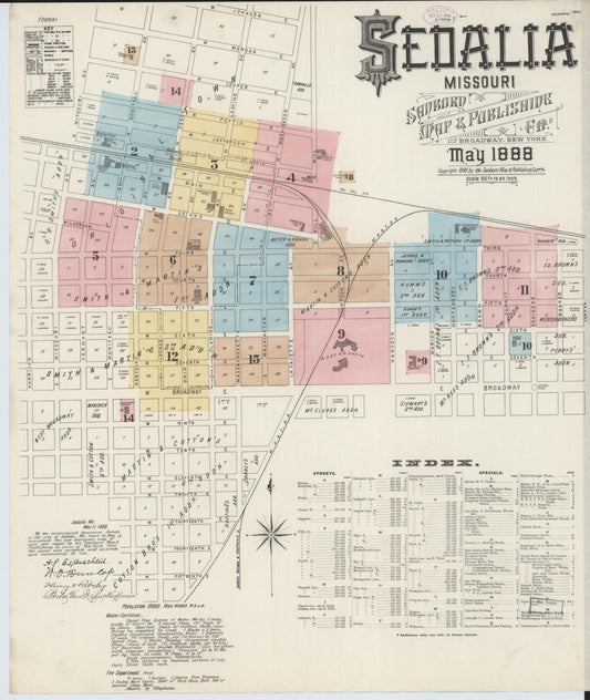 Sanborn Fire Insurance Map from Sedalia, Pettis County, Missouri. (1888) – Historic Sanborn Fire Insurance Map Print