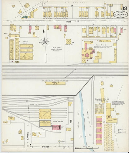 Sanborn Fire Insurance Map from Alexandria, Independent Cities, Virginia (1902), Sheet #0019 - Complete Map Set gallery image, historic Sanborn map, vintage wall art, Virginia Virginia