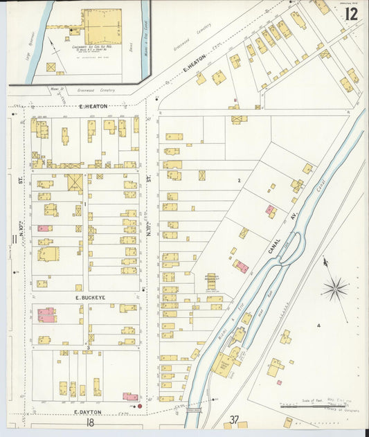 Sanborn Fire Insurance Map from Hamilton, Butler County, Ohio (1899), Sheet #0012 - Historic Sanborn Fire Insurance Map Print, vintage old map wall art, antique decor, genealogy gift, Ohio Ohio map