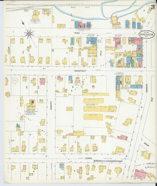 Sanborn Fire Insurance Map from Burlington, Racine County, Wisconsin (1904), Sheet #0003 - Historic Sanborn Fire Insurance Map Print, vintage old map wall art, antique decor, genealogy gift, Wisconsin Wisconsin map