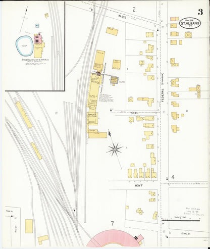 Sanborn Fire Insurance Map from Saint Albans, Franklin County, Vermont (1906), Sheet #0003 - Complete Map Set gallery image, historic Sanborn map, vintage wall art, Vermont Vermont