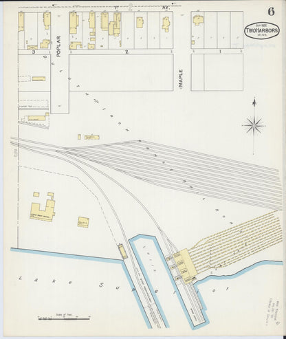 Sanborn Fire Insurance Map from Two Harbors, Lake County, Minnesota (1892), Sheet #0006 - Historic Sanborn Fire Insurance Map Print, vintage old map wall art, antique decor, genealogy gift, Minnesota Minnesota map