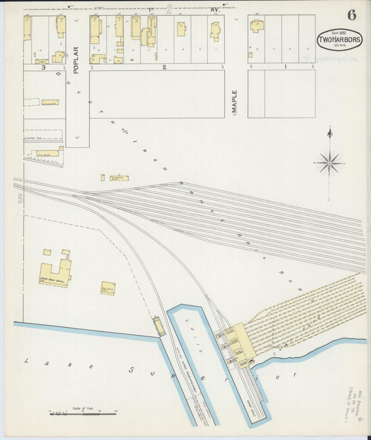 Sanborn Fire Insurance Map from Two Harbors, Lake County, Minnesota (1892), Sheet #0006 - Historic Sanborn Fire Insurance Map Print, vintage old map wall art, antique decor, genealogy gift, Minnesota Minnesota map