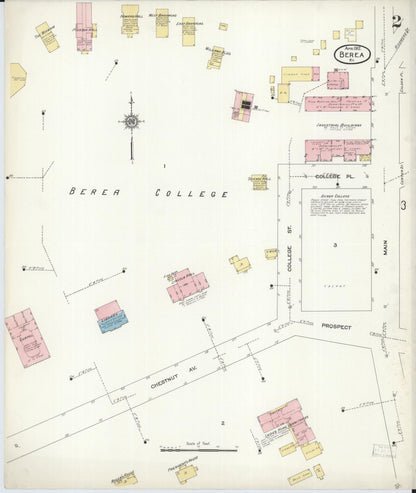 Sanborn Fire Insurance Map from Berea, Madison County, Kentucky (1912), Sheet #0002 - Complete Map Set gallery image, historic Sanborn map, vintage wall art, Kentucky Kentucky