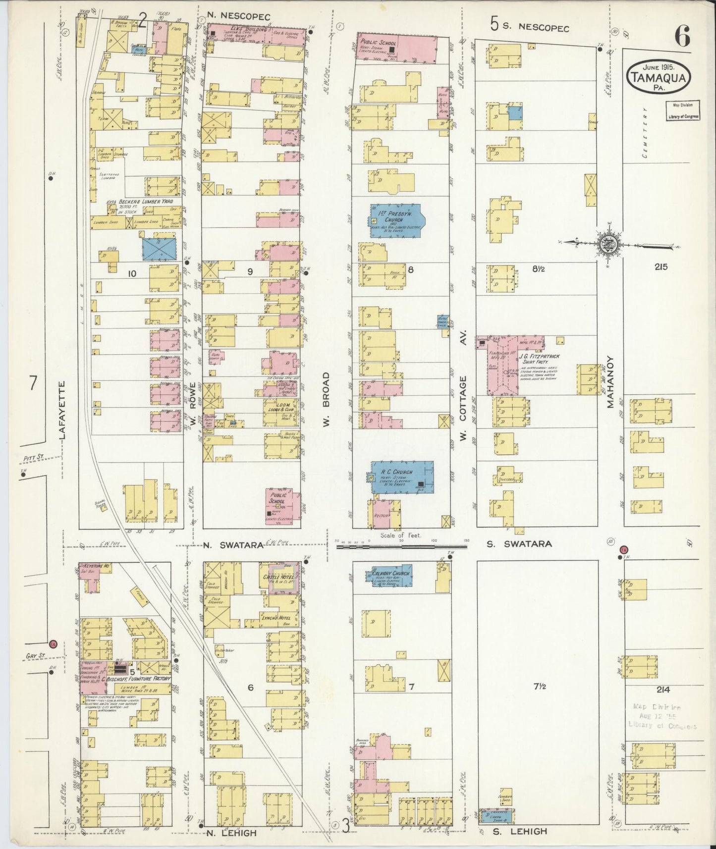 Sanborn Fire Insurance Map from Tamaqua, Schuylkill County, Pennsylvania (1915), Sheet #0006 - Complete Map Set gallery image, historic Sanborn map, vintage wall art, Pennsylvania Pennsylvania