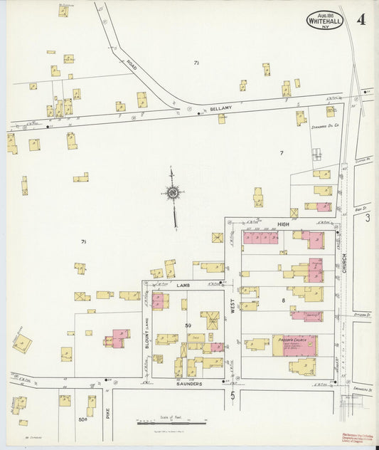 Sanborn Fire Insurance Map from Whitehall, Washington County, New York (1916), Sheet #0004 - Historic Sanborn Fire Insurance Map Print, vintage old map wall art, antique decor, genealogy gift, New York New York map