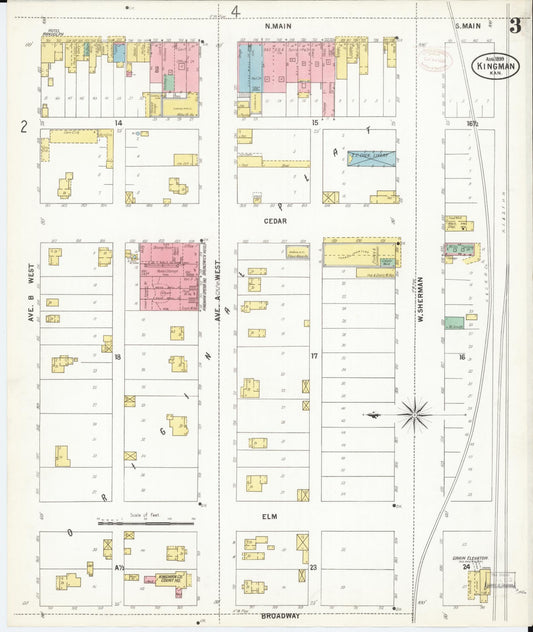 Sanborn Fire Insurance Map from Kingman, Kingman County, Kansas (1899), Sheet #0003 - Historic Sanborn Fire Insurance Map Print, vintage old map wall art, antique decor, genealogy gift, Kansas Kansas map