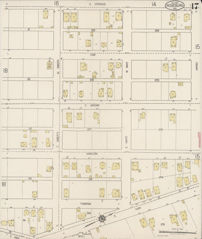 Sanborn Fire Insurance Map from Roseburg, Douglas County, Oregon (1920), Sheet #0017 - Complete Map Set gallery image, historic Sanborn map, vintage wall art, Oregon Oregon