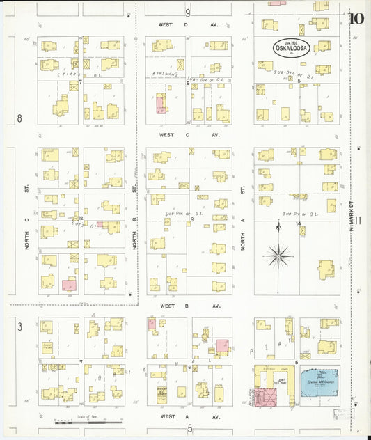 Sanborn Fire Insurance Map from Oskaloosa, Mahaska County, Iowa (1902), Sheet #0010 - Historic Sanborn Fire Insurance Map Print, vintage old map wall art