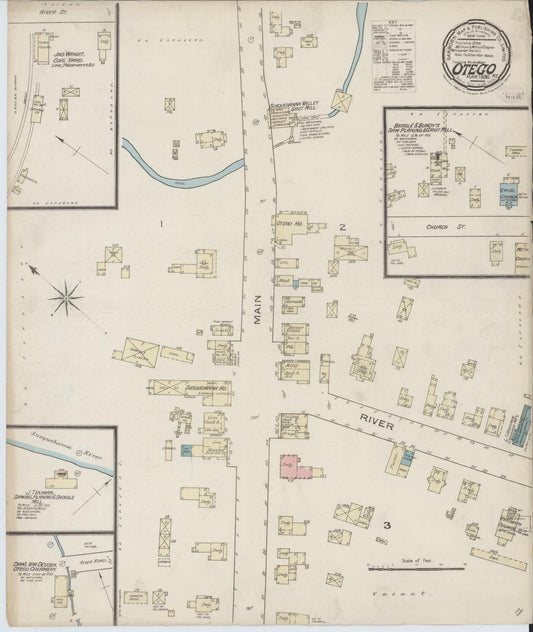 Sanborn Fire Insurance Map from Otego, Otsego County, New York (1886), Sheet #0001 - Historic Sanborn Fire Insurance Map Print, vintage old map wall art, antique decor, genealogy gift, New York New York map