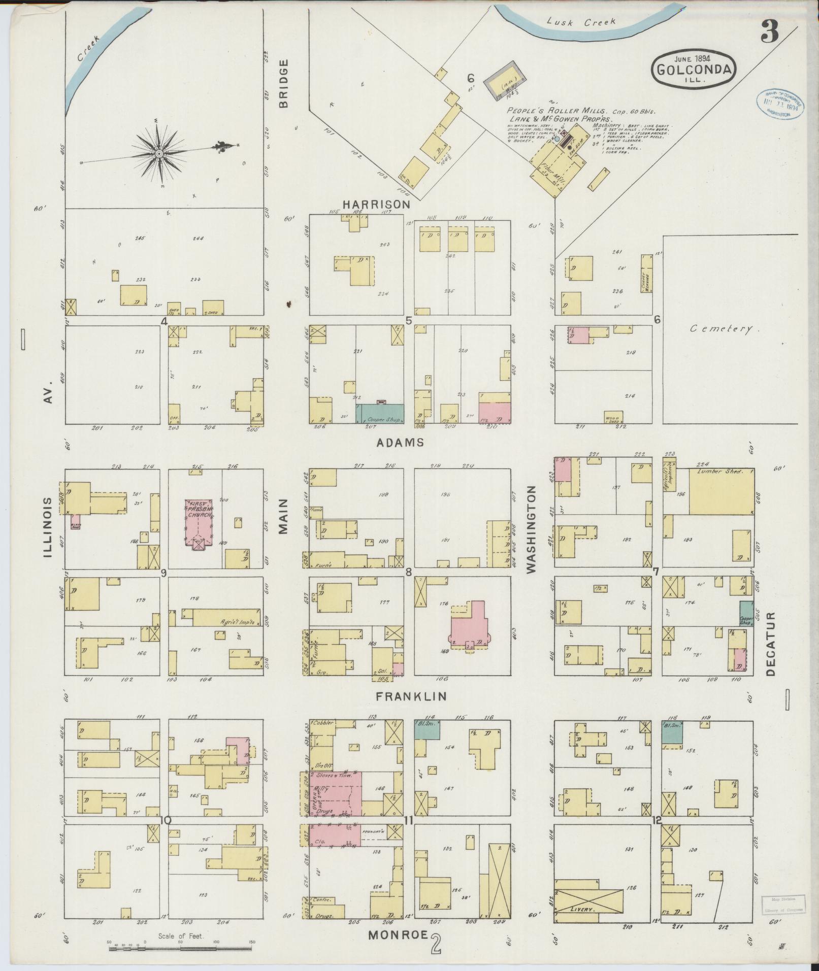 Sanborn Fire Insurance Map from Golconda, Pope County, Illinois (1894), Sheet #0003 - Historic Sanborn Fire Insurance Map Print, vintage old map wall art, antique decor, genealogy gift, Illinois Illinois map