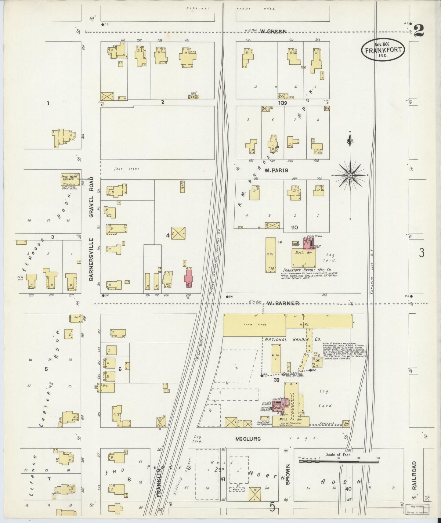 Sanborn Fire Insurance Map from Frankfort, Clinton County, Indiana (1906), Sheet #0002 - Complete Map Set gallery image, historic Sanborn map, vintage wall art, Indiana Indiana