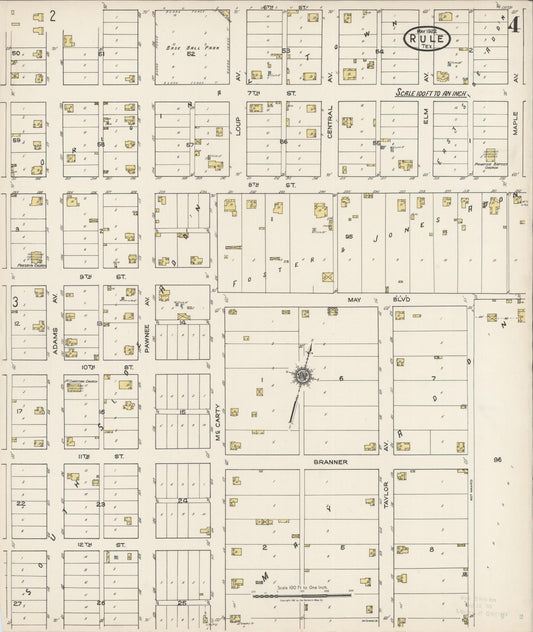 Sanborn Fire Insurance Map from Rule, Haskell County, Texas (1922), Sheet #0004 - Historic Sanborn Fire Insurance Map Print, vintage old map wall art, antique decor, genealogy gift, Texas Texas map