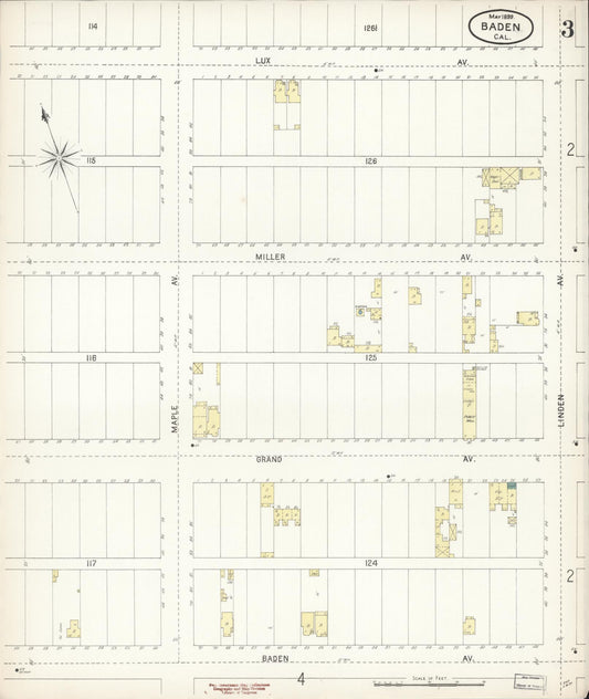 Sanborn Fire Insurance Map from Baden, San Mateo County, California (1899), Sheet #0003 - Historic Sanborn Fire Insurance Map Print, vintage old map wall art, antique decor, genealogy gift, California California map