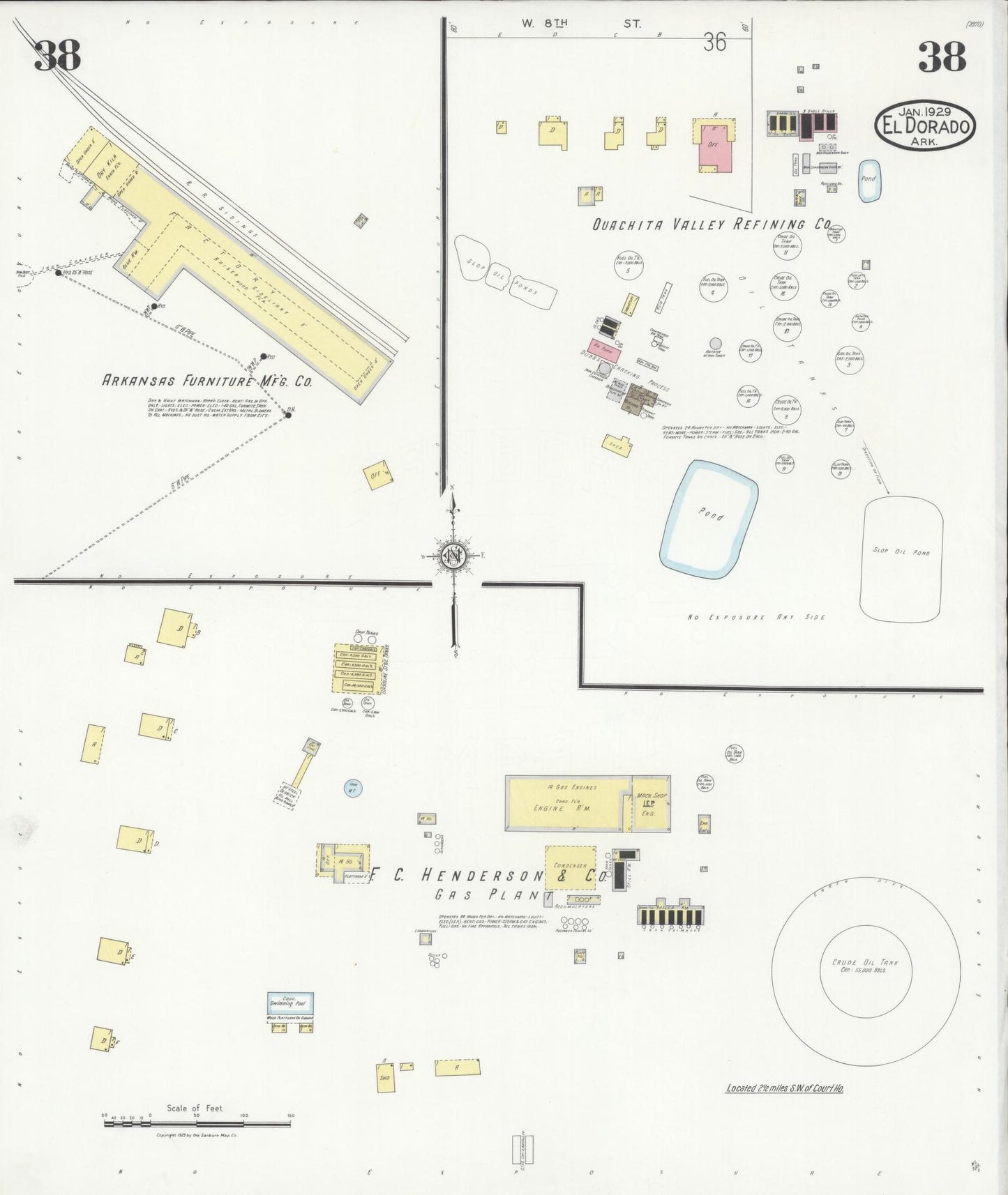 Sanborn Fire Insurance Map from El Dorado, Union County, Arkansas (1929), Sheet #0038 - Historic Sanborn Fire Insurance Map Print, vintage old map wall art, antique decor, genealogy gift, Arkansas Arkansas map