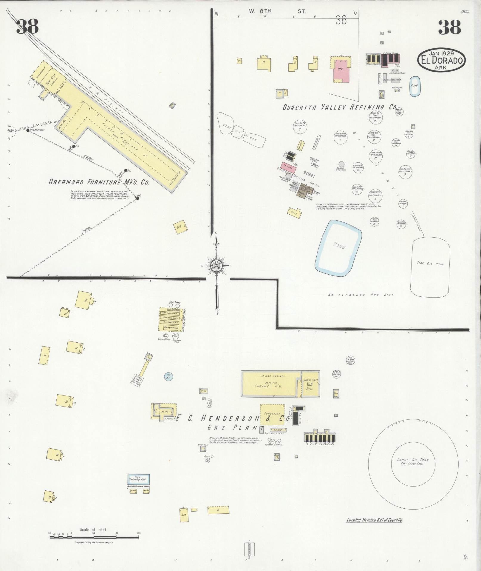 Sanborn Fire Insurance Map from El Dorado, Union County, Arkansas (1929), Sheet #0038 - Historic Sanborn Fire Insurance Map Print, vintage old map wall art, antique decor, genealogy gift, Arkansas Arkansas map
