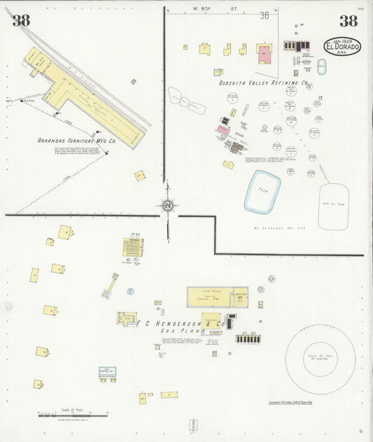 Sanborn Fire Insurance Map from El Dorado, Union County, Arkansas (1929), Sheet #0038 - Historic Sanborn Fire Insurance Map Print, vintage old map wall art, antique decor, genealogy gift, Arkansas Arkansas map