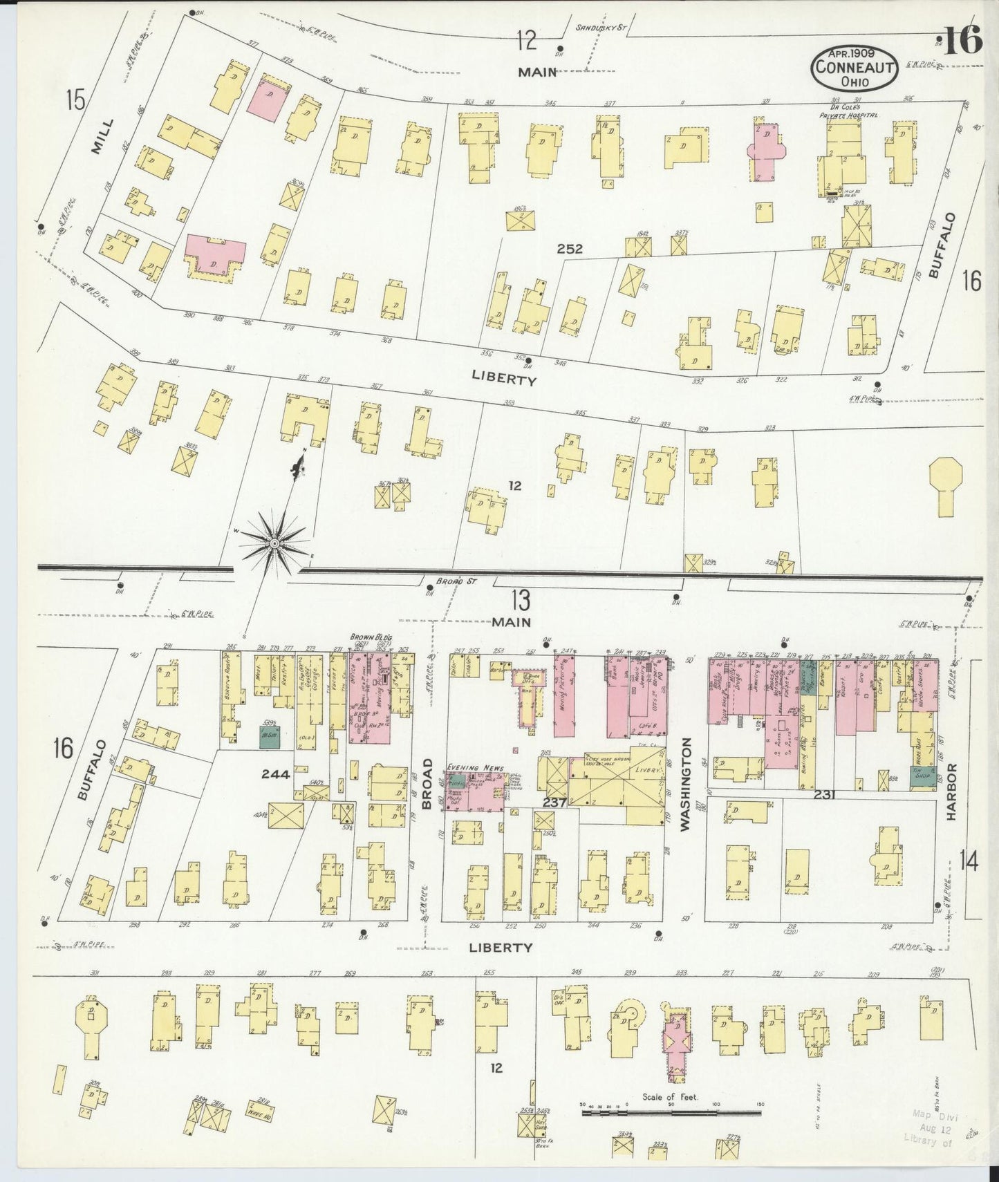 Sanborn Fire Insurance Map from Conneaut, Ashtabula County, Ohio (1909), Sheet #0016 - Complete Map Set gallery image, historic Sanborn map, vintage wall art, Ohio Ohio