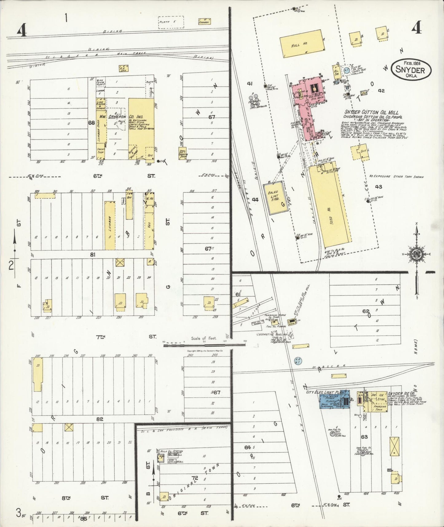 Sanborn Fire Insurance Map from Snyder, Kiowa County, Oklahoma (1924), Sheet #0004 - Complete Map Set gallery image, historic Sanborn map, vintage wall art, Oklahoma Oklahoma