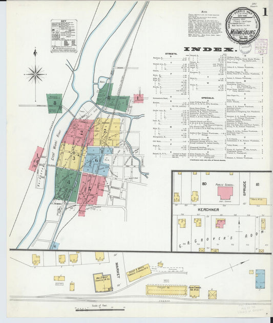 Sanborn Fire Insurance Map from Miamisburg, Montgomery County, Ohio (1901), Sheet #0001 - Historic Sanborn Fire Insurance Map Print, vintage old map wall art, antique decor, genealogy gift, Ohio Ohio map