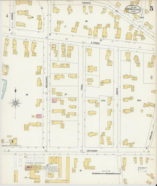Sanborn Fire Insurance Map from Skowhegan, Somerset County, Maine (1903), Sheet #0005 - Historic Sanborn Fire Insurance Map Print, vintage old map wall art, antique decor, genealogy gift, Maine Maine map
