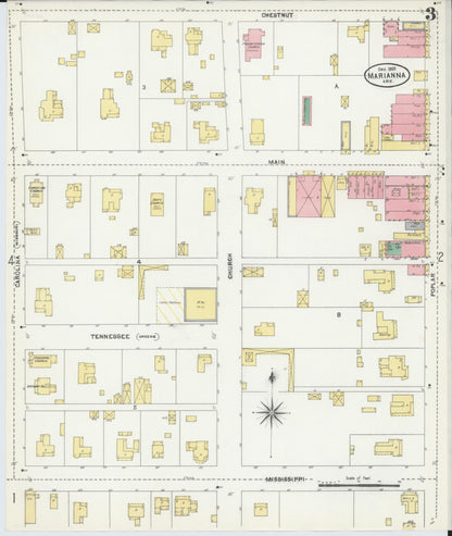 Sanborn Fire Insurance Map from Marianna, Lee County, Arkansas (1903), Sheet #0003 - Complete Map Set gallery image, historic Sanborn map, vintage wall art, Arkansas Arkansas