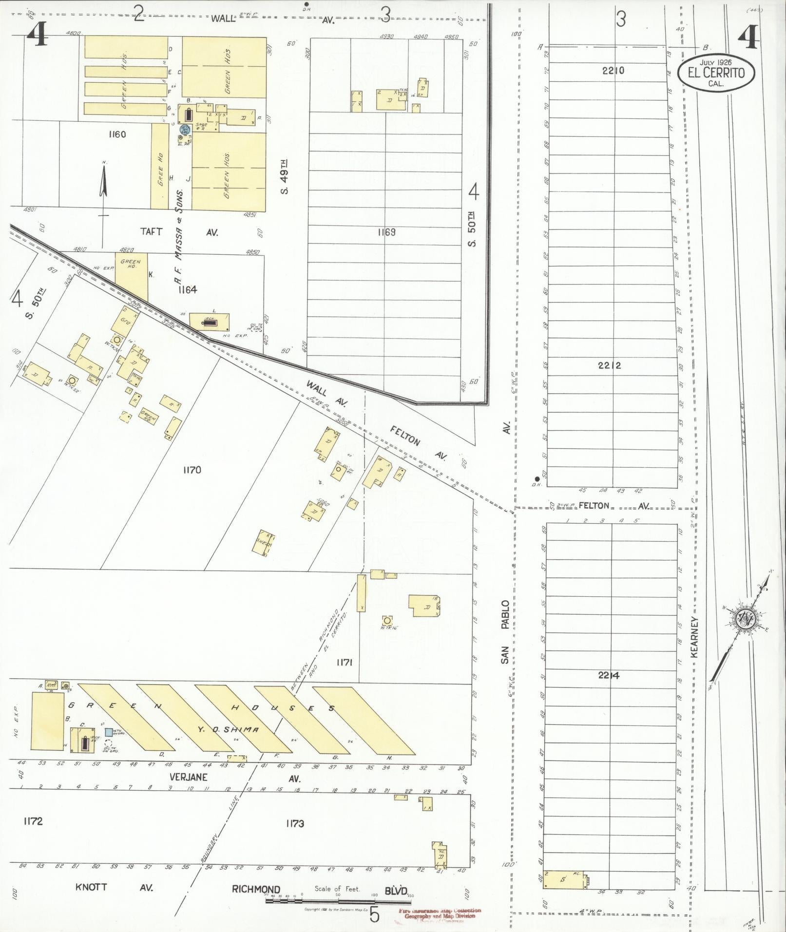 Sanborn Fire Insurance Map from El Cerrito, Contra Costa County, California (1926), Sheet #0004 - Complete Map Set gallery image, historic Sanborn map, vintage wall art, California California