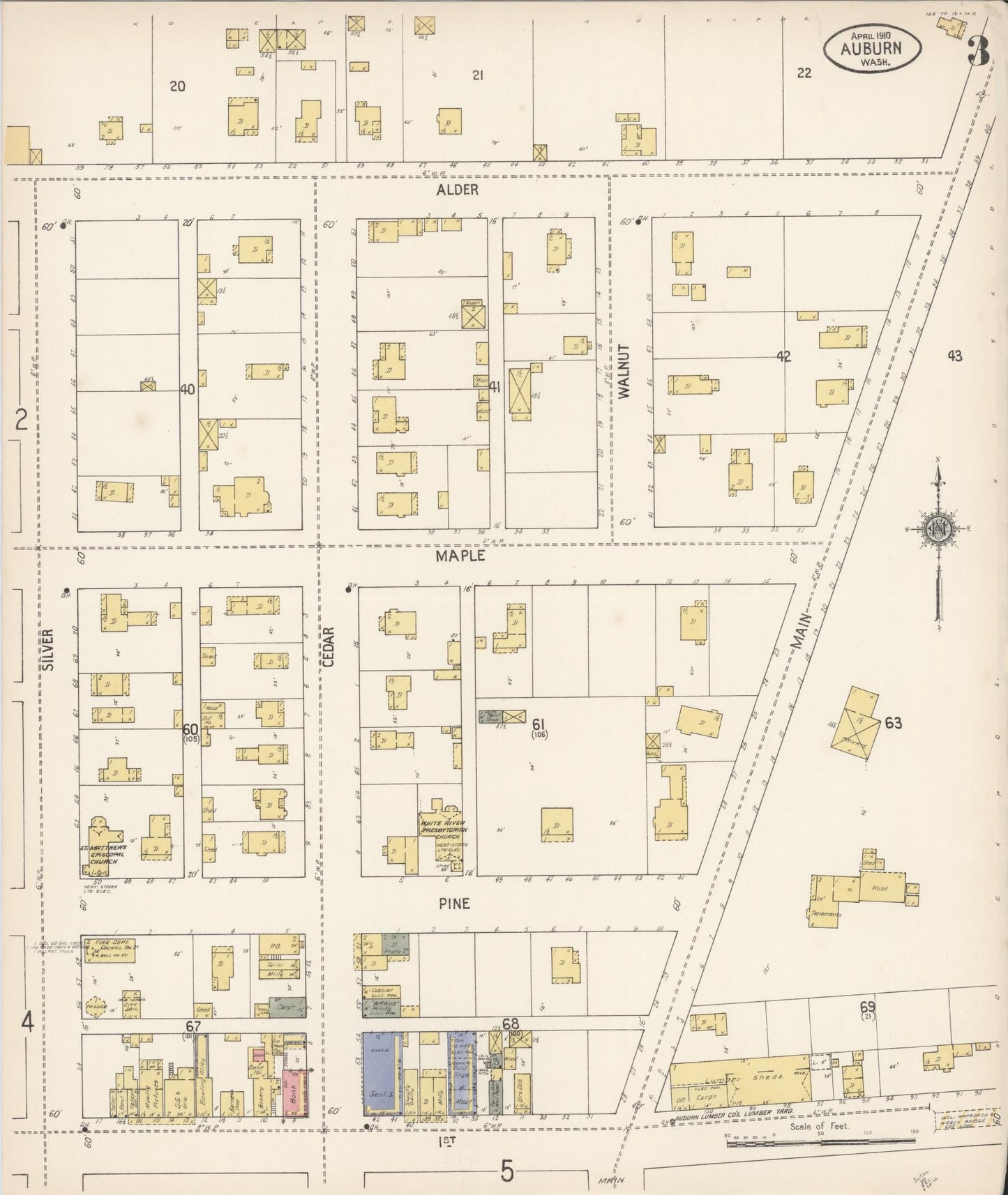 Sanborn Fire Insurance Map from Auburn [see also Slaughter], King County, Washington (1910), Sheet #0003 - Complete Map Set gallery image, historic Sanborn map, vintage wall art, Washington Washington