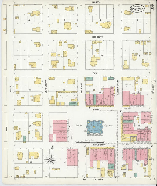 Sanborn Fire Insurance Map from Kaufman, Kaufman County, Texas (1905), Sheet #0002 - Historic Sanborn Fire Insurance Map Print, vintage old map wall art, antique decor, genealogy gift, Texas Texas map