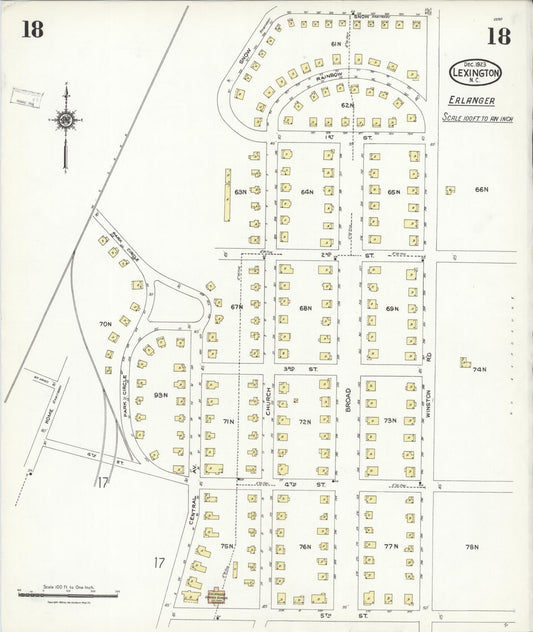 Sanborn Fire Insurance Map from Lexington, Davidson County, North Carolina (1923), Sheet #0018 - Historic Sanborn Fire Insurance Map Print, vintage old map wall art, antique decor, genealogy gift, North Carolina North Carolina map