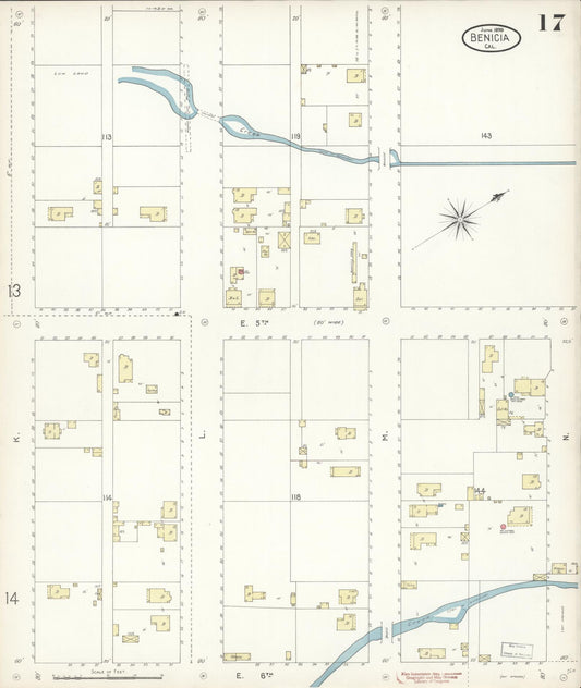 Sanborn Fire Insurance Map from Benicia, Solano County, California (1899), Sheet #0017 - Historic Sanborn Fire Insurance Map Print, vintage old map wall art, antique decor, genealogy gift, California California map