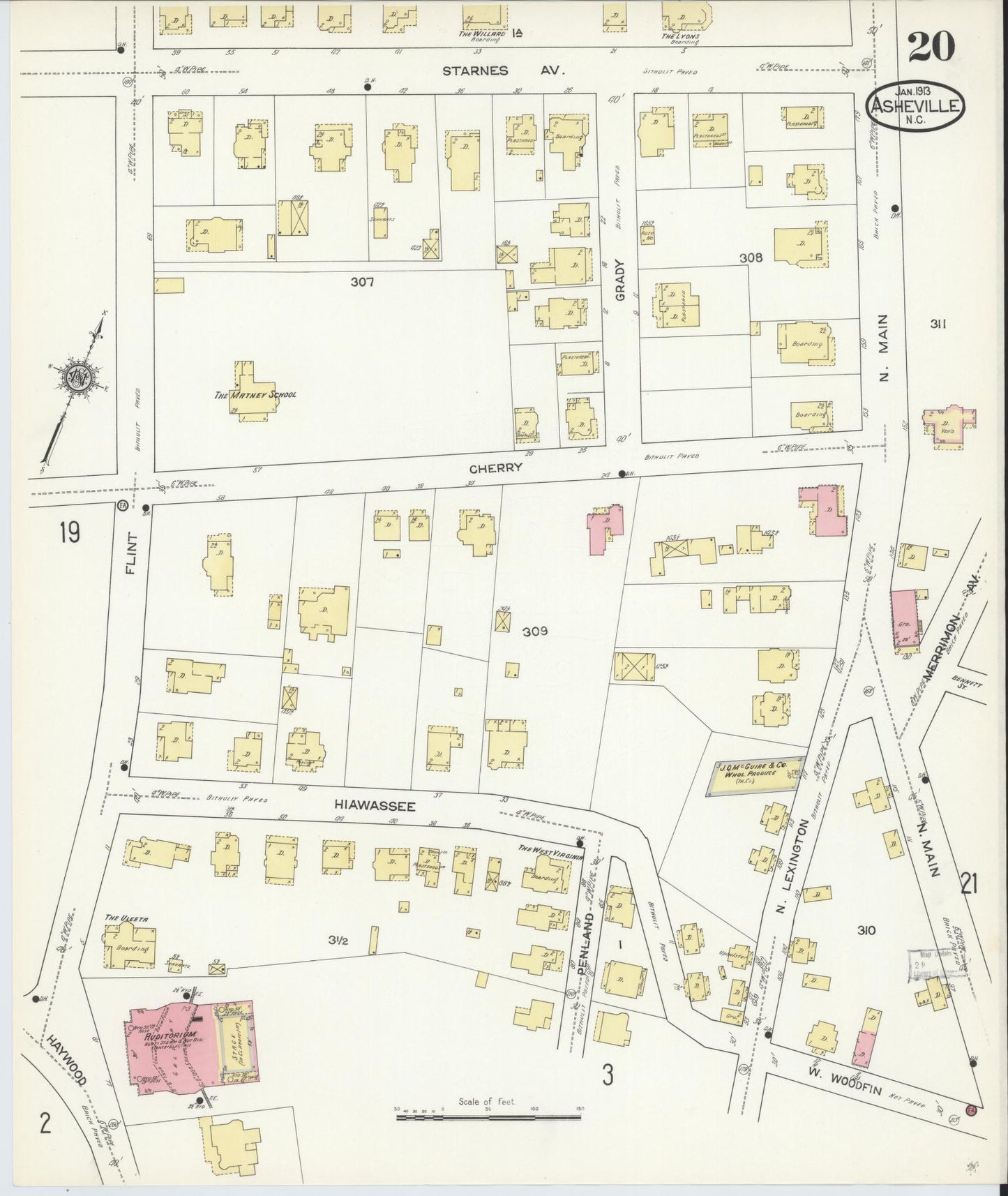 Sanborn Fire Insurance Map from Asheville, Buncombe County, North Carolina (1913), Sheet #0020 - Complete Map Set gallery image, historic Sanborn map, vintage wall art, North Carolina North Carolina