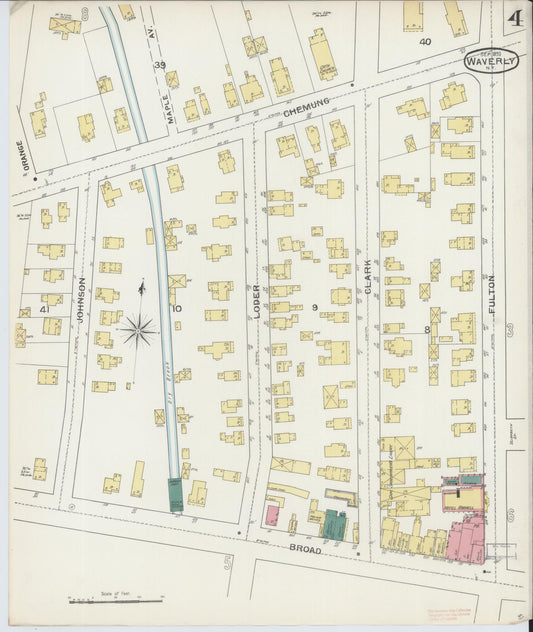 Sanborn Fire Insurance Map from Waverly, Tioga County, New York (1893), Sheet #0004 - Historic Sanborn Fire Insurance Map Print, vintage old map wall art, antique decor, genealogy gift, New York New York map