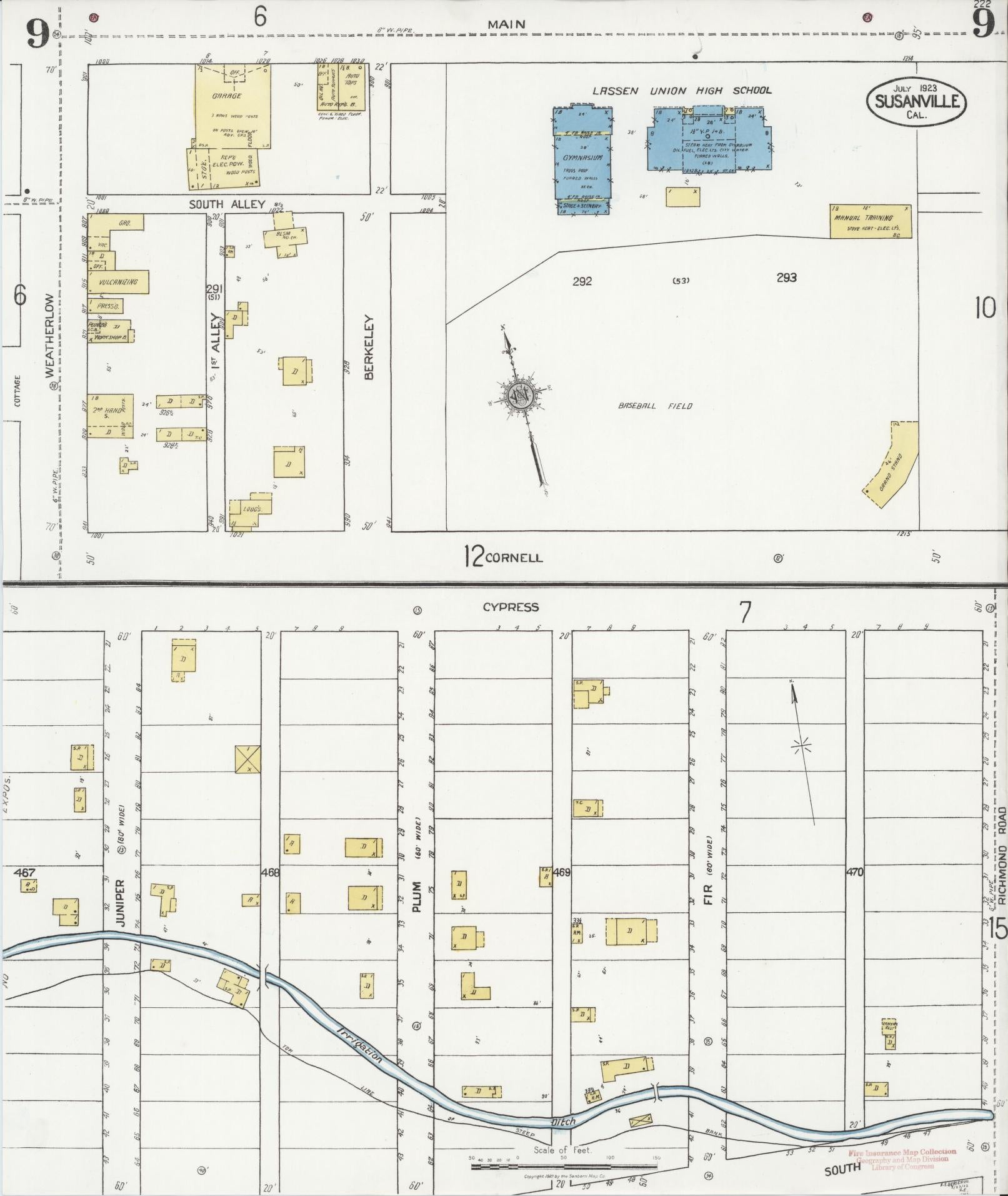 Sanborn Fire Insurance Map from Susanville, Lassen County, California (1923), Sheet #0009 - Complete Map Set gallery image, historic Sanborn map, vintage wall art, California California