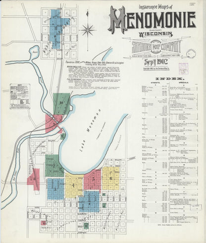 Sanborn Fire Insurance Map from Menomonie, Dunn County, Wisconsin (1902), Sheet #0001 - Complete Map Set gallery image, historic Sanborn map, vintage wall art, Wisconsin Wisconsin