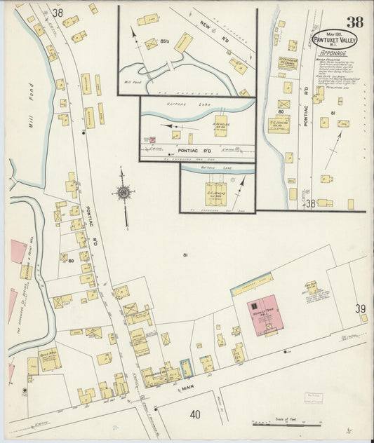 Sanborn Fire Insurance Map from Pawtuxet Valley, Kent and Providence Counties, Rhode Island (1911), Sheet #0038 - Historic Sanborn Fire Insurance Map Print, vintage old map wall art, antique decor, genealogy gift, Washington Washington map