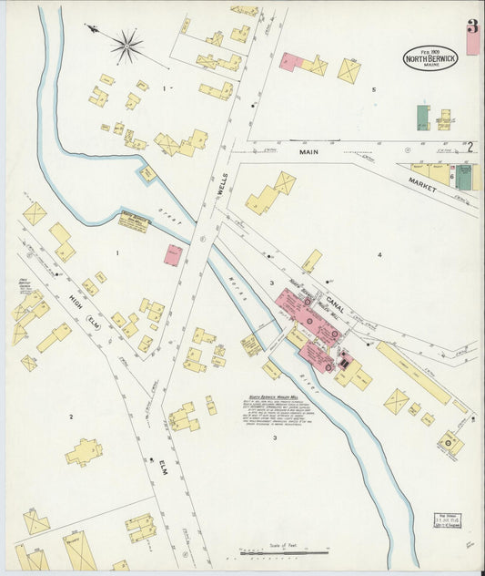 Sanborn Fire Insurance Map from North Berwick, York County, Maine (1909), Sheet #0003 - Historic Sanborn Fire Insurance Map Print, vintage old map wall art, antique decor, genealogy gift, Maine Maine map