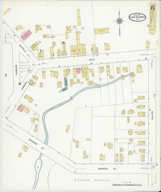 Sanborn Fire Insurance Map from East Aurora, Erie County, New York (1912), Sheet #0006 - Historic Sanborn Fire Insurance Map Print, vintage old map wall art, antique decor, genealogy gift, New York New York map