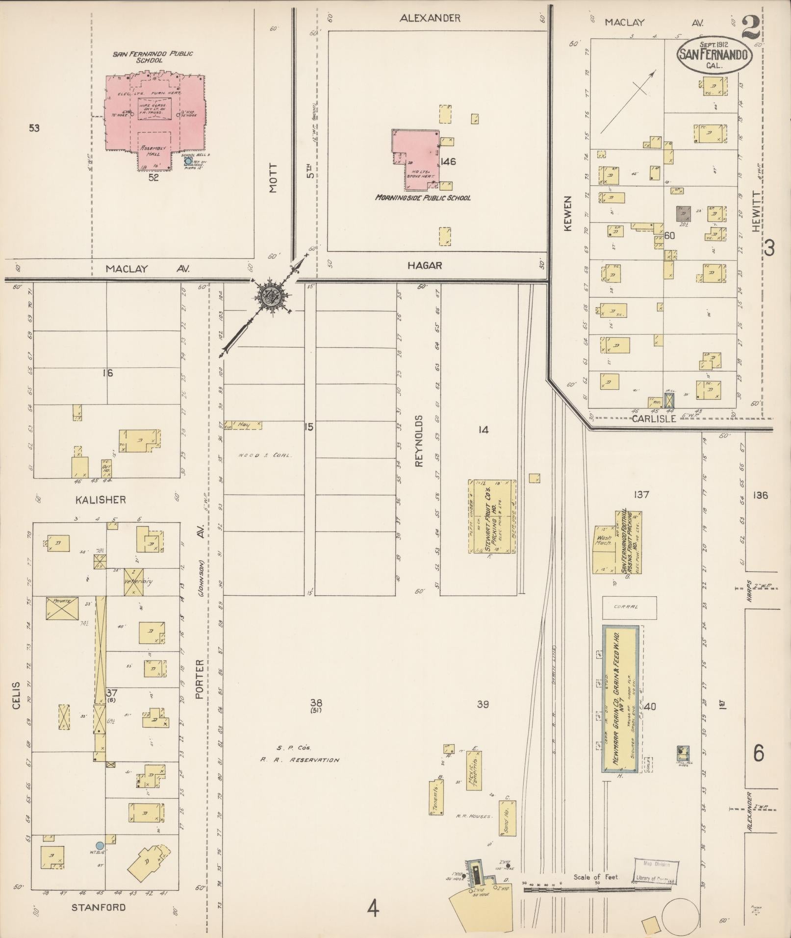 Sanborn Fire Insurance Map from San Fernando, Los Angeles County, California (1912), Sheet #0002 - Complete Map Set gallery image, historic Sanborn map, vintage wall art, California California