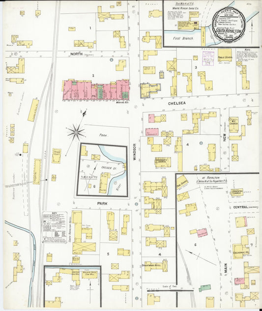 Sanborn Fire Insurance Map from South Royalton, Windsor County, Vermont (1901), Sheet #0001 - Historic Sanborn Fire Insurance Map Print, vintage old map wall art, antique decor, genealogy gift, Vermont Vermont map
