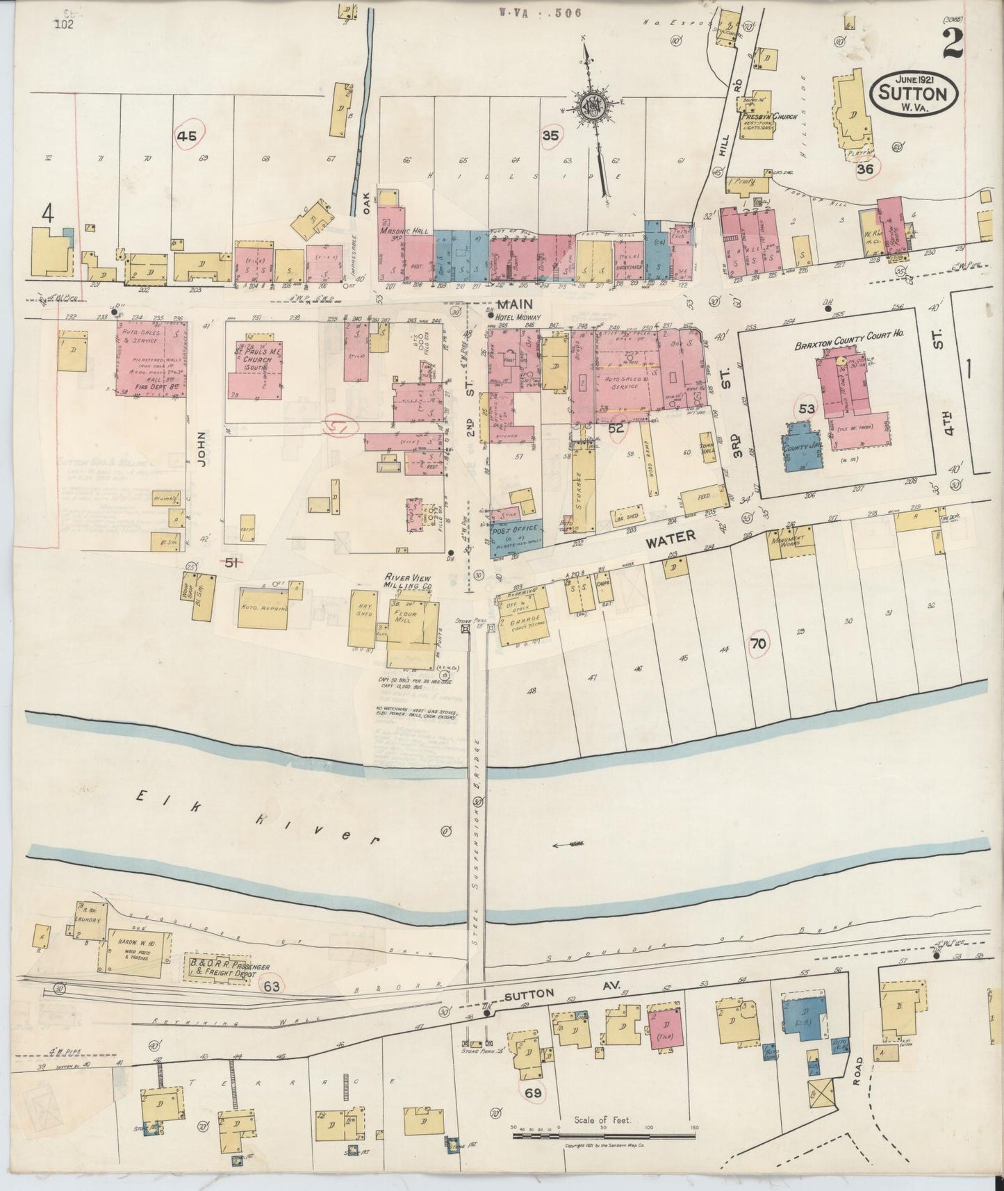 Sanborn Fire Insurance Map from Sutton, Braxton County, West Virginia (1941), Sheet #0002 - Complete Map Set gallery image, historic Sanborn map, vintage wall art, West Virginia West Virginia