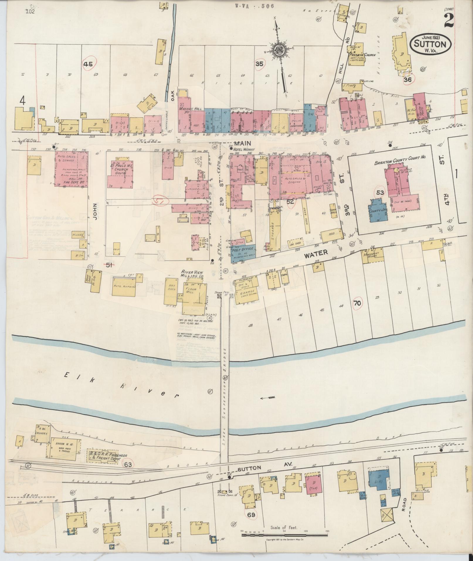 Sanborn Fire Insurance Map from Sutton, Braxton County, West Virginia (1941), Sheet #0002 - Complete Map Set gallery image, historic Sanborn map, vintage wall art, West Virginia West Virginia