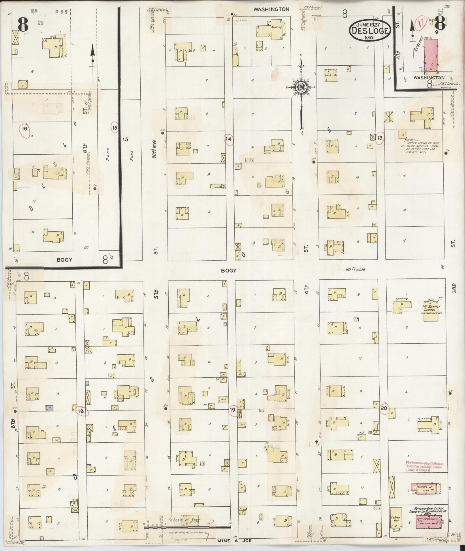 Sanborn Fire Insurance Map from Desloge, Saint Francois County, Missouri (1938), Sheet #0008 - Complete Map Set gallery image, historic Sanborn map, vintage wall art, Missouri Missouri