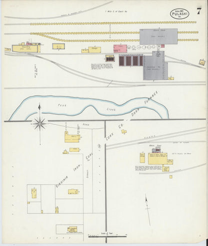 Sanborn Fire Insurance Map from Pulaski, Pulaski County, Virginia (1903), Sheet #0007 - Complete Map Set gallery image, historic Sanborn map, vintage wall art, Virginia Virginia